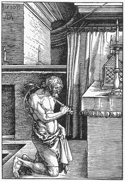 DURER: THE PENITENT, 1510. Woodcut by Albrecht Durer