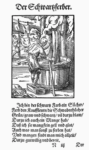DYER, 1568. Woodcut, 1568, by Jost Amman