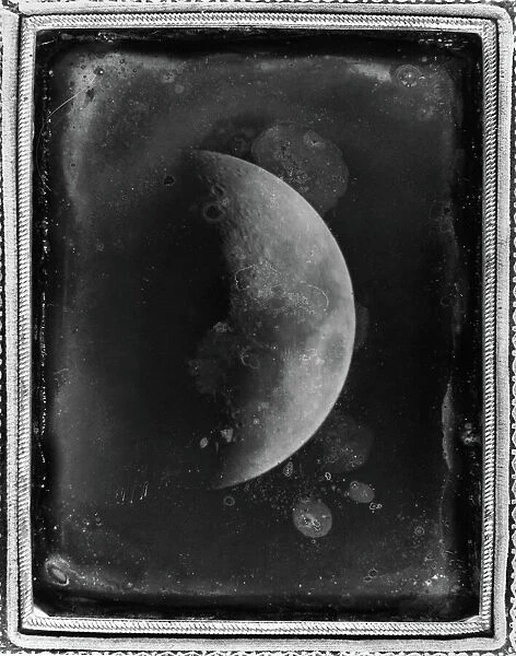 An early daguerreotype of the moon, taken by John Adams Whipple and George Phillips Bond with the 15-inch refractor at the Harvard College Observatory in Cambridge, Massachusetts, 26 February 1852