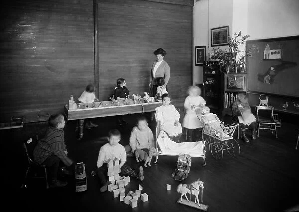 EAST SIDE FREE SCHOOL, c1910. A kindergarten classroom at the Crippled Children s