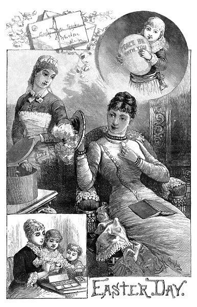 EASTER, 1884. Scenes from Easter Day. Engraving, American, 1884