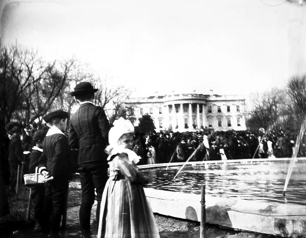 EASTER MONDAY, 1889. Egg-rolling at the White House on Easter Monday, 1889