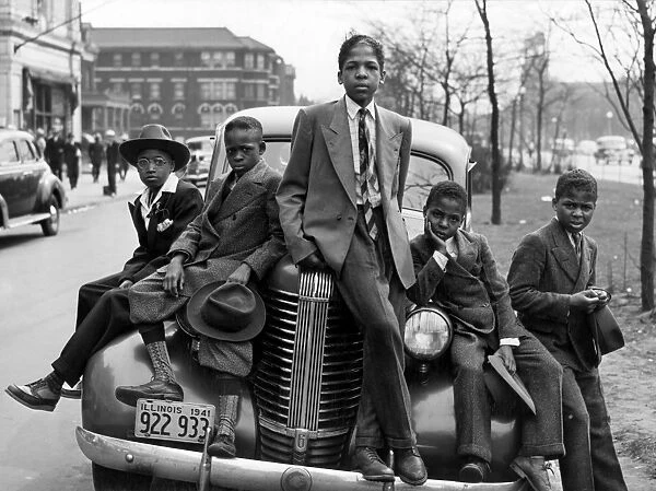 EASTER MORNING, 1941. Boys dressed up for Easter on the Southside of Chicago, Illinois
