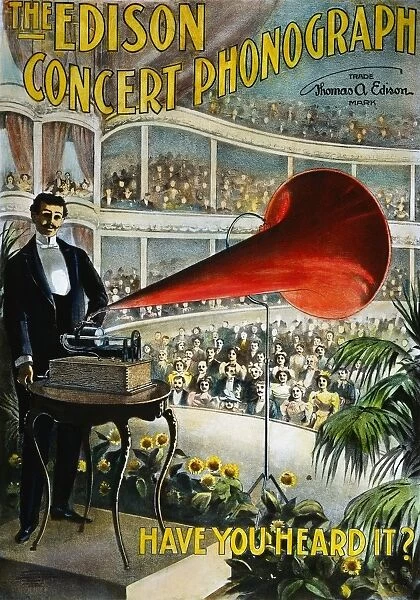EDISON PHONOGRAPH AD, 1899. American advertisement for the Edison Concert Phonograph, 1899