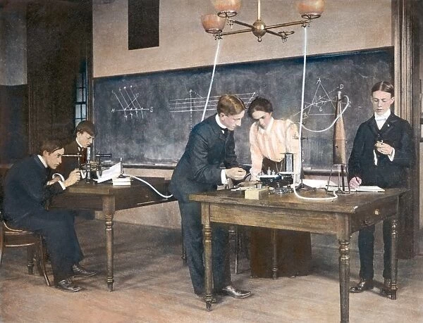 EDUCATION: PHYSICS, c1892. The physics laboratory at Western High School, Washington, D