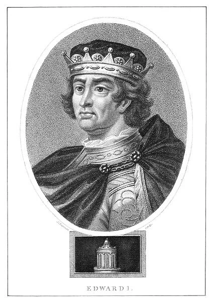 EDWARD I (1239-1307). King of England, 1272-1307. Aquatint engraving by J. Chapman