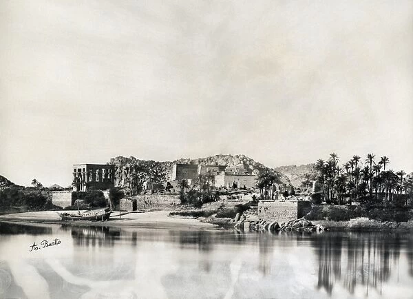 EGYPT: ISLAND OF PHILAE. View of the island of Philae in the Nile River, Egypt