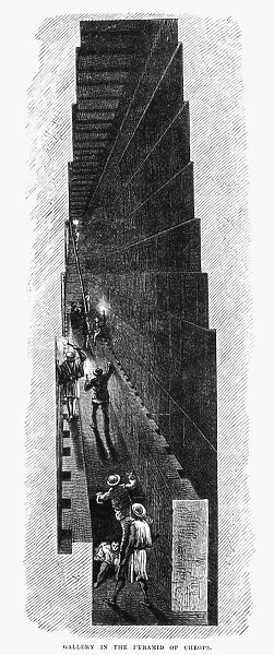 EGYPT: PYRAMID INTERIOR. Gallery in the Pyramid of Kheops. Wood engraving, English, c1880