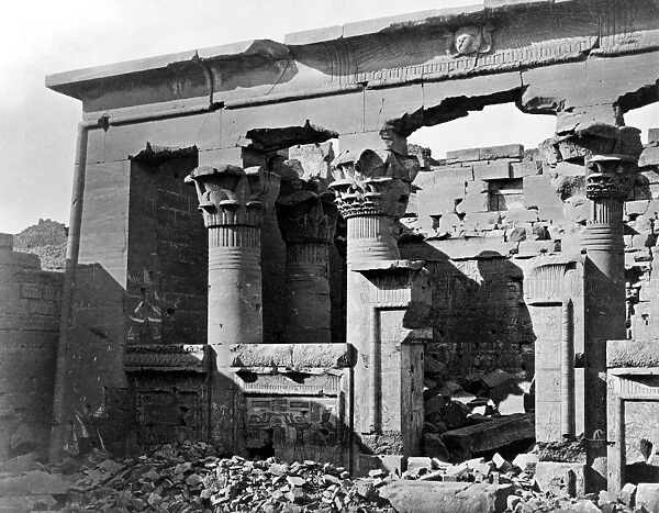 EGYPT: TEMPLE RUINS. Ruins of an ancient Egyptian temple. Photograph, c1865