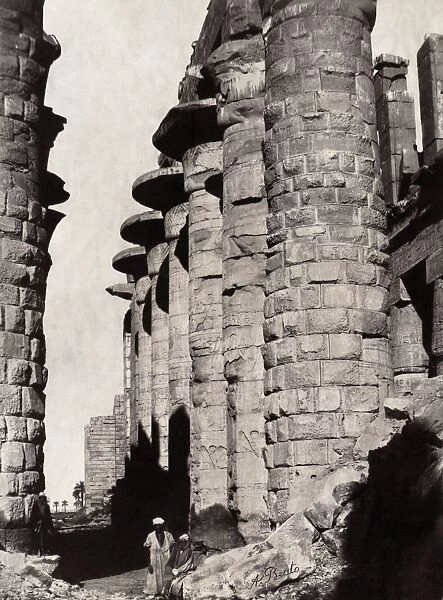 EGYPT: THEBES. Stone columns at Karnak, Egypt, once part of the ancient city of Thebes. Photograph by Antonio Beato, c1885