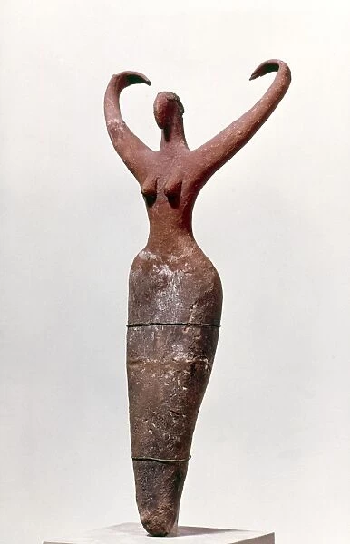 EGYPTIAN FIGURE of a woman, found at Mamarija. Painted clay. 4th millenium B. C
