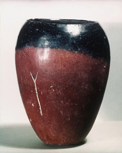 EGYPTIAN VASE, c4000 B. C. Badarian black-topped pot from Upper Egypt