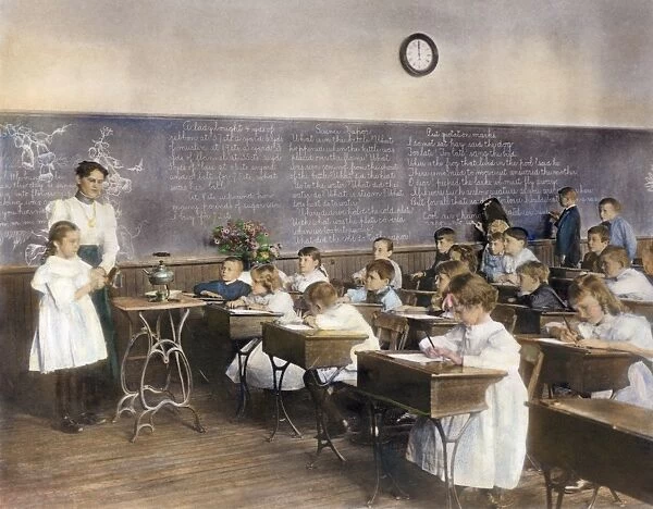 ELEMENTARY SCHOOL, 1899. A science class studying water vapor at the Second Division School