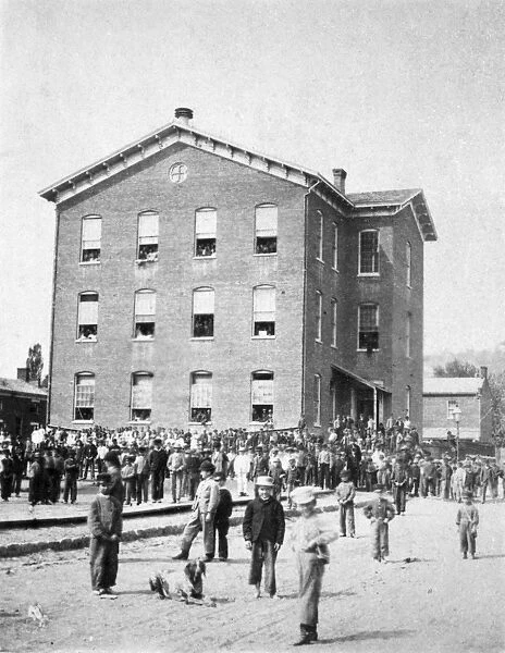 ELEMENTARY SCHOOL, c1895. Recess at Ward School no. 4, Dubuque, Iowa, c1895