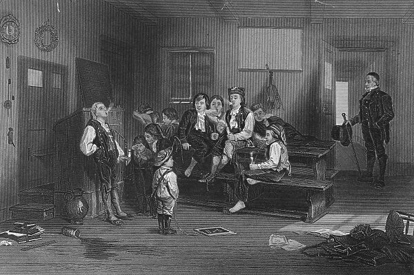 ELEMENTARY SCHOOL: PLAY. The school at play. Steel engraving, American, c1870, after a painting by Carl Schloesser