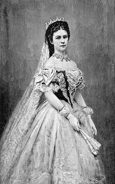 ELISABETH OF AUSTRIA (1837-1898). Empress of Austria, 1854-1898. The empress at the time of her coronation as queen of Hungary. Wood engraving after a photograph, 1867