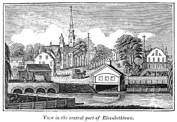 ELIZABETHTOWN, 1844. View in the central part of Elizabethtown, New Jersey. Wood engraving, 1844
