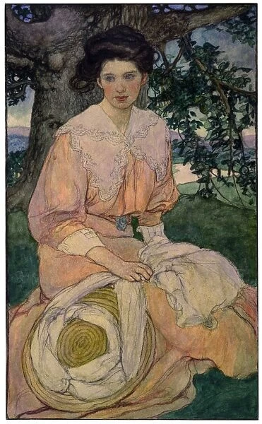 ELLIOTT: WOMAN, c1908. Gisele seated under a tree waiting for a gentleman