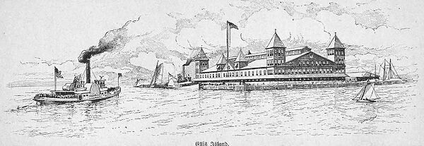 ELLIS ISLAND, 1891. Ellis Island, in Upper New York Bay, the main U