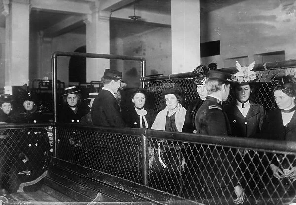 ELLIS ISLAND, c1900. Immigrants arriving at Ellis Island, c1900
