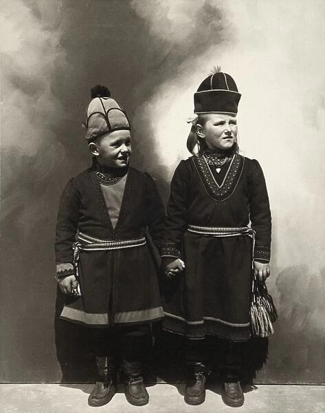 ELLIS ISLAND: GIRLS, c1910. Portrait of Sami girls from Lapland at Ellis Island