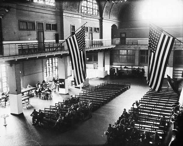 ELLIS ISLAND, POST 1924. The Great Hall at the immigration station in New York Harbor