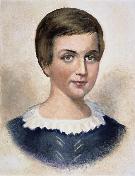 EMILY ELIZABETH DICKINSON (1830-1886) as a child. Oil painting, n. d