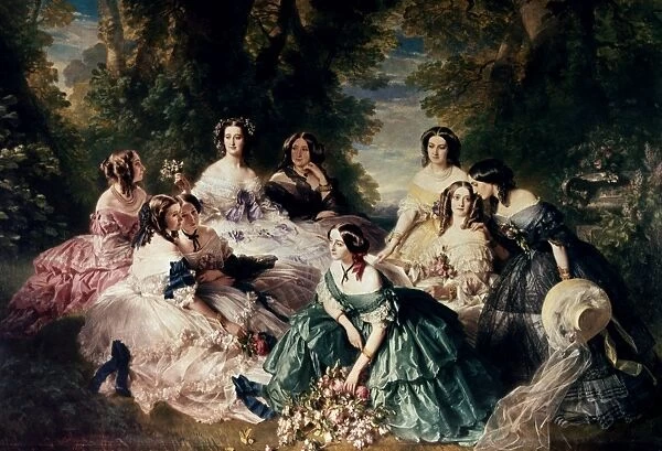 EMPRESS EUGENIE (1826-1920). Empress Eugenie of France and ladies of her Court