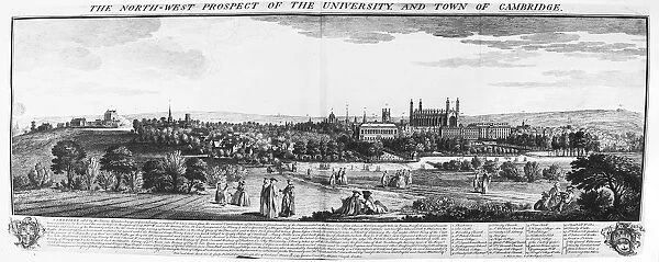 ENGLAND: CAMBRIDGE, 1743. Prospect of the town and University of Cambridge. Line engraving by Buck, 1743