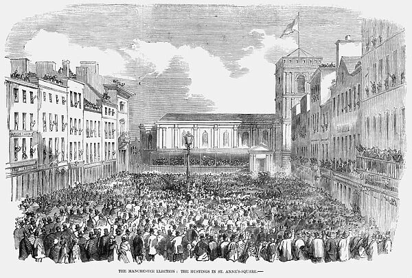 ENGLAND: ELECTION, 1857. The Manchester election: The hustings in St. Anne s-Square