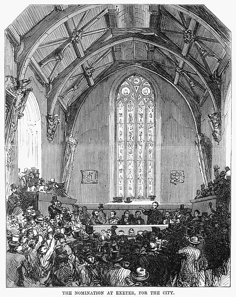ENGLAND: ELECTION, 1868. The nomination at Exeter, for the city. Engraving, 1868