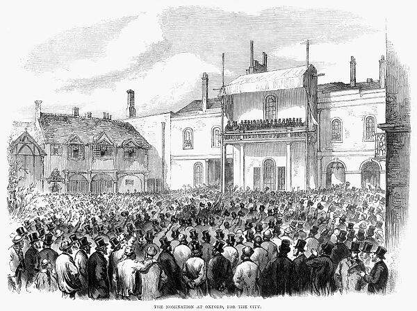 ENGLAND: ELECTION, 1868. The nomination at Oxford, for the city. Engraving, 1868