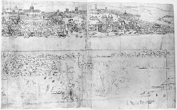 ENGLAND: LONDON, c1543. Detail of Anthonis van den Wyngaerdes Panorama of London