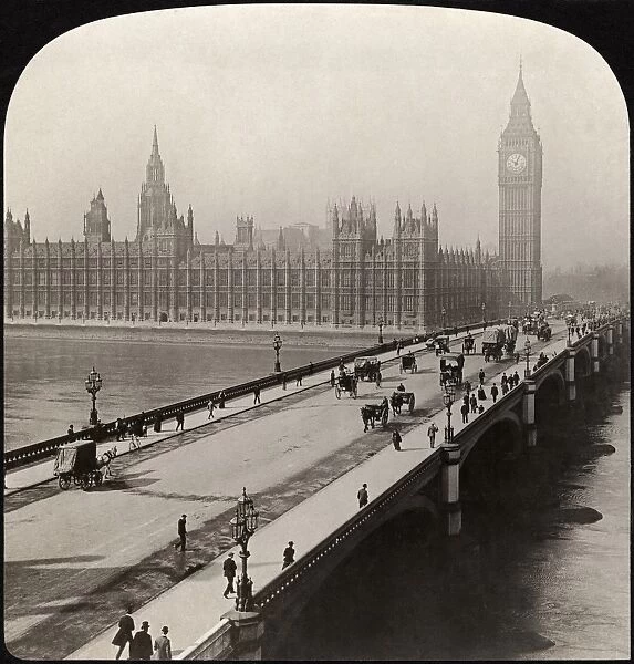 ENGLAND: LONDON, c1904. Westminster Bridge and the Houses of Parliament, London, England