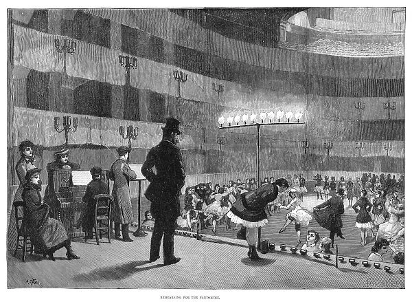 ENGLAND: PANTOMIME, 1881. Rehearsing for the Pantomime, a Christmas tradition