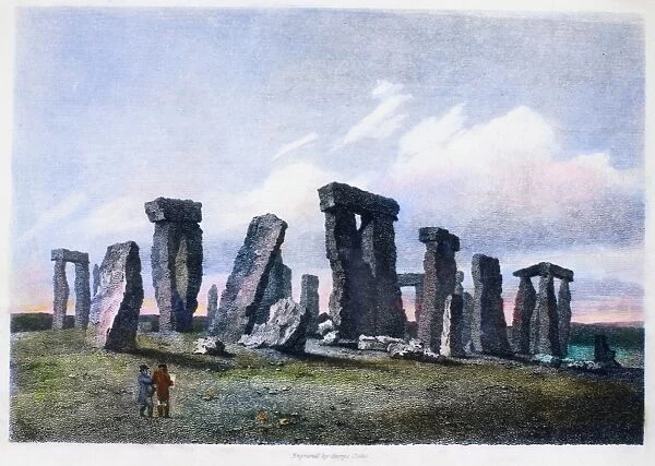 ENGLAND: STONEHENGE. Stonehenge on Salisbury Plain, England. Line engraving, English, 1809, by George Cooke