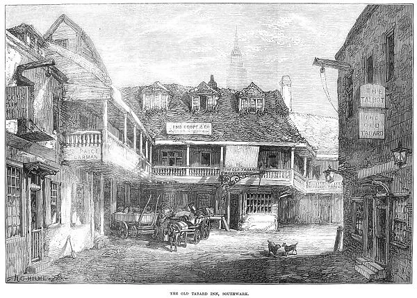 ENGLAND: TABARD INN, 1872. View of the old Tabard Inn, an example of Tudor architecture