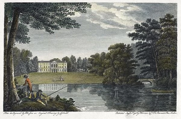 ENGLAND: WEST WYCOMBE PARK. West Wycombe Park, Buckinghamshire, England. Color line engraving, 19th century