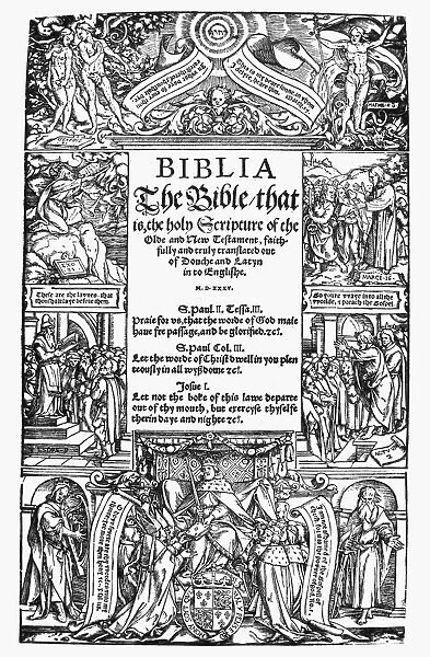 ENGLISH BIBLE, 1535. First printed English Bible, Miles Coverdales translation of 1535