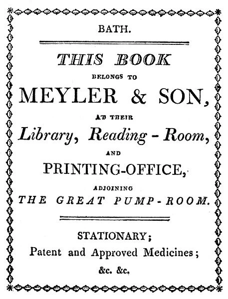 ENGLISH BOOKPLATE, 1790. Bookplate for the Meyler & Son Library and Reading-room