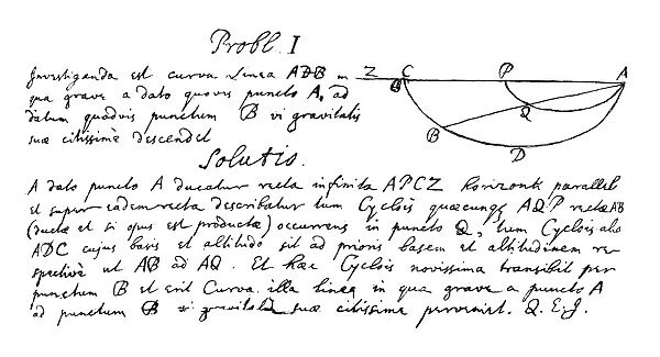 English physicist and mathematician. Newtons solution of John Bernoullis problem of the Brachystochrone, or curve of quickest descent, 1697