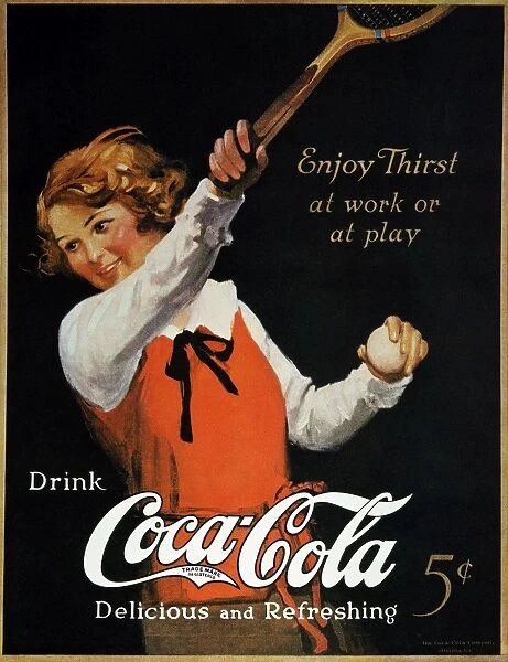 Enjoy Thirst at Work or at Play. Advertisement for Coca-Cola from an American magazine of 1923