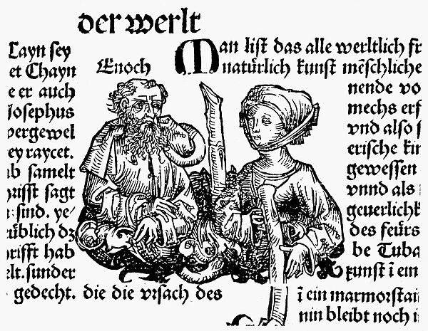 ENOCH. Enoch, the father of Methusaleh. Woodcut from the Nuremberg Chronicle, 1493