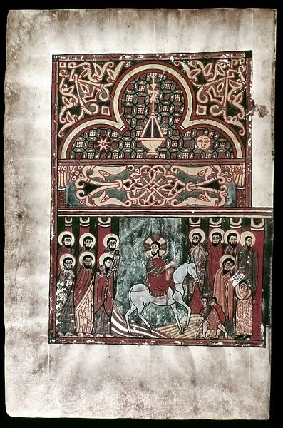 The Entry of Christ into Jerusalem. Kebran manuscript. Ethiopia. c1420