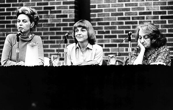 ERA DEBATE, 1978. A debate on Womens Rights at the University of Chicago. From left: Phyllis Schlafly, Betty Wood, and Betty Friedan. Photographed 1978