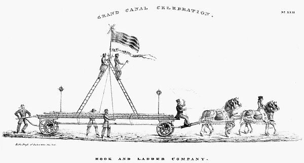 ERIE CANAL: OPENING, 1825. A hook and ladder company in the Grand Canal Celebration in New York