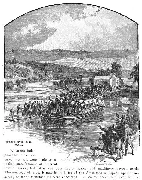 ERIE CANAL OPENING, 1825. The opening of the Erie Canal, 26 October 1825. Wood engraving, 1887