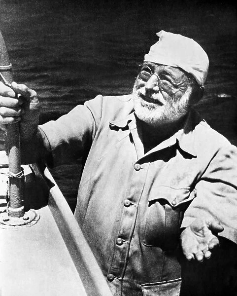 ERNEST HEMINGWAY (1899-1961). American writer. Photographed during the shooting of the film The Old Man and the Sea, 1956
