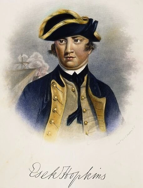 ESEK HOPKINS (1718-1802). American naval officer. Colored engraving, 19th century