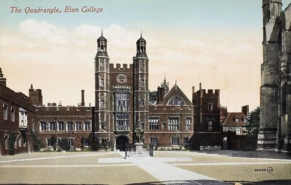 ETON COLLEGE, c1900. The quadrangle at Eton College, Windsor, England. Photopostcard